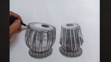 Tabla Pencil Sketch Drawing - step by step - YouTube