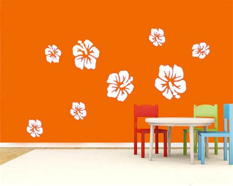 8pcs(2size) large Hibiscus flower mural vinyl decal,tropical Floral ...