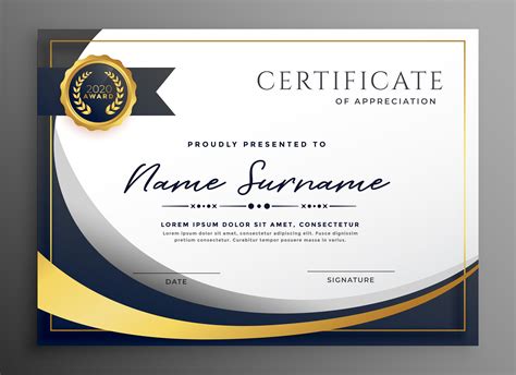 premium wavy certificate template design | Certificate design template, Certificate design ...