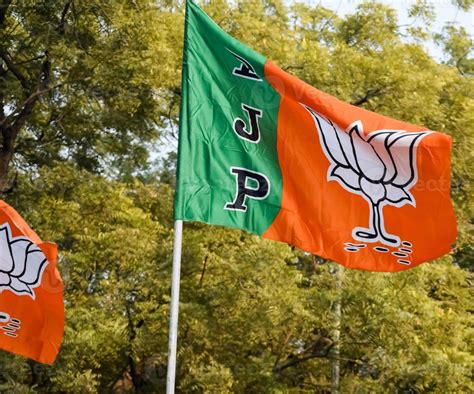 Bharatiya Janata Party Flag of Indian political party, BJP Bhartiya Janta Party Flag Waving ...