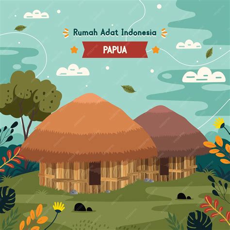 Premium Vector | Rumah adat Indonesia Papua