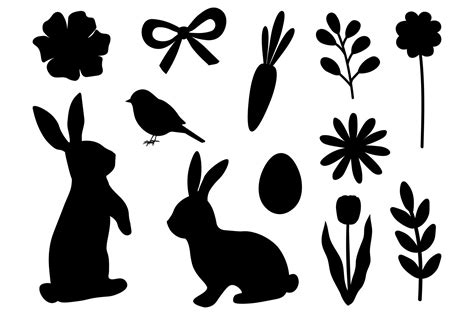 Bunny Silhouettes. Easter Silhouettes. Bunny flowers SVG By IrinaShishkova | TheHungryJPEG