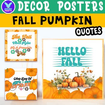 Fall PUMPKIN Quotes Holiday Autumn Seasonal Classroom Decor Posters