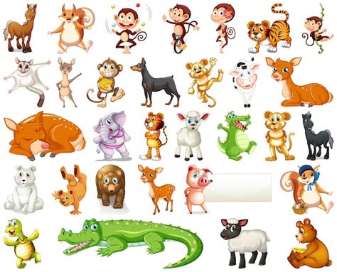 Free Vector | Set of animal cartoon character