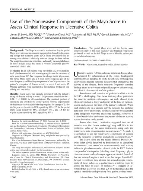 Mayo Score | Ulcerative Colitis | Clinical Trial