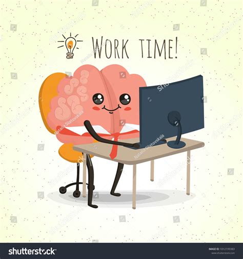 Working Brain Vector Cartoon Character Vector Stock Vector (Royalty ...