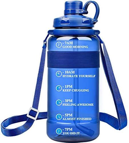 SHARLOVY Large Water Bottle with Straw BPA Free, Sports Water Bottle with Strap Portable ...