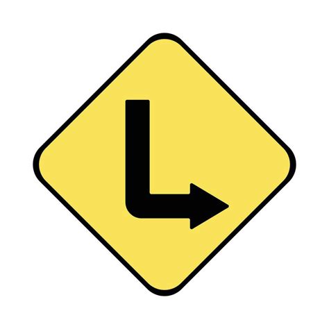 vector traffic sign turn right, road sign. black color design on yellow background 28124778 ...