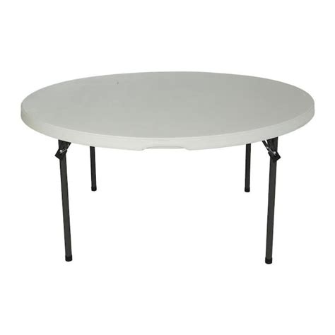 LIFETIME PRODUCTS 5-ft x 5-ft Outdoor Round Polyethylene White Folding Utility Table in the ...