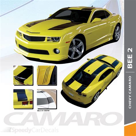 BEE 2 : 2010-2015 Chevy Camaro Bumblebee Tranformers Style Hood Racing Stripes Vinyl Graphics ...