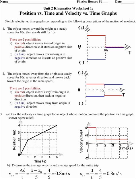 Position Time Graph Worksheet