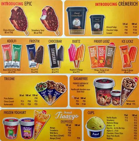 Amul Ice Cream Menu, Menu for Amul Ice Cream, Kukatpally, Hyderabad ...