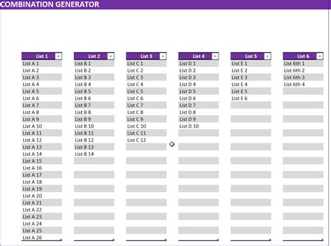 Combinations Generator: Multiple Lists (Extended Capabilities) - Step ...