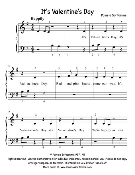 Valentine's Day Piano Sheet Music Easy - musicforruby