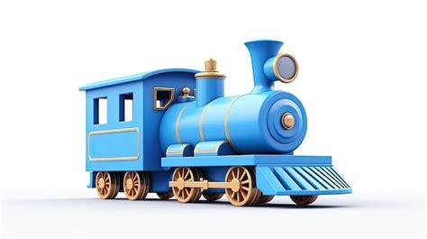 Premium Photo | A blue toy train with a blue train on the front.