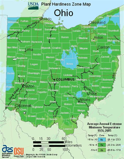 Map of Ohio USDA Hardiness Zone