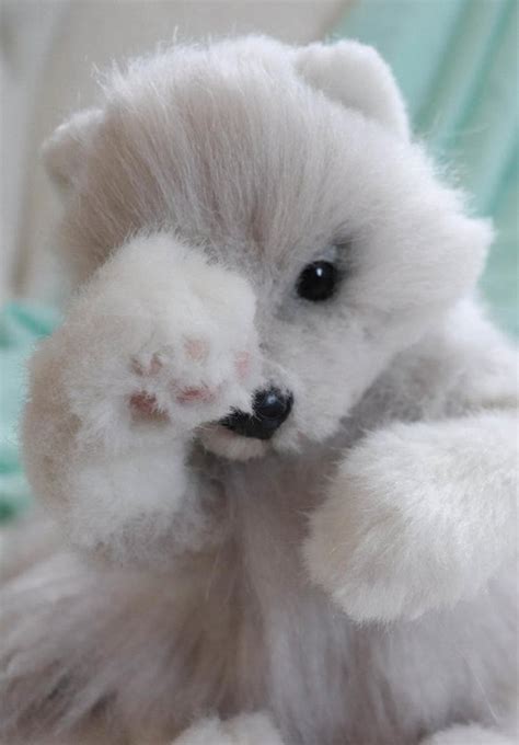 Baby Arctic fox Yuki by Elena Rigina | Handmade teddy bears on Tedsby