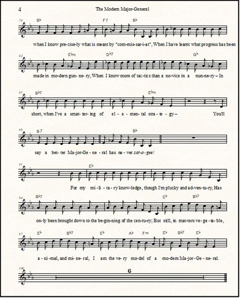 Gilbert and Sullivan Lyrics and Music "Modern Major-General" in 4 Keys, FREE!