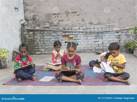 Underprivileged Children Studying Elementary Education in Open School Editorial Stock Photo ...