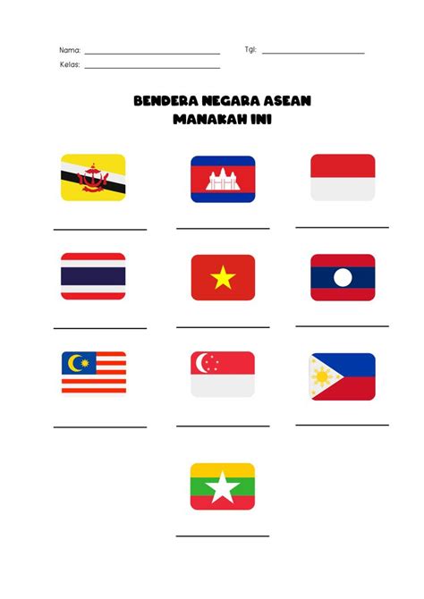 the flags of different countries are shown in this worksheet for children's learning