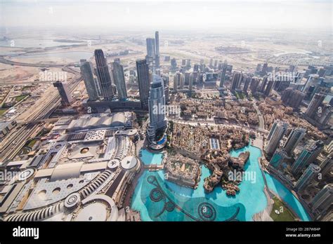 view from Burj khalifa tower, Dubai, United Arab Emirates Stock Photo ...