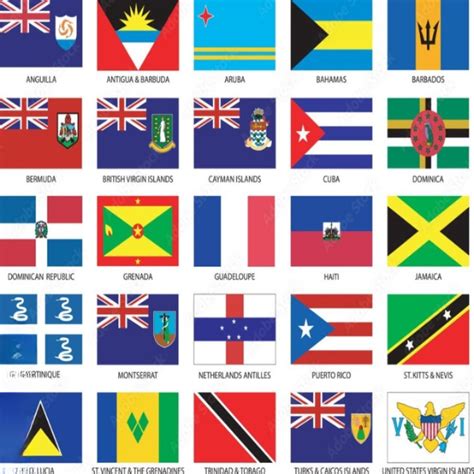 Caribbean Islands Flag Set Of 25 Country – Globe Flags