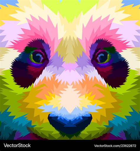 Close up of face colorful panda Royalty Free Vector Image