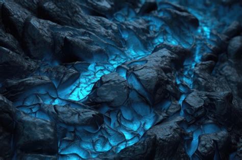 Premium AI Image | Blue magma rock texture with cracks AI generated