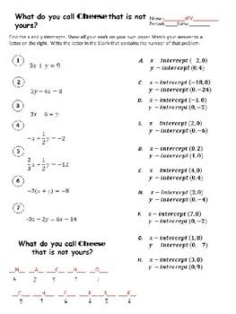 X And Y Intercepts Worksheet Kuta