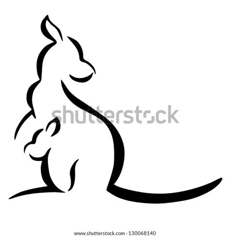 Kangaroo Silhouette On White Background Abstract Stock Vector (Royalty Free) 130068140 ...