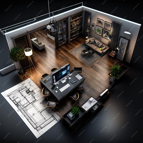 Premium Photo | 3d floor plan interior of a modern office generative ai