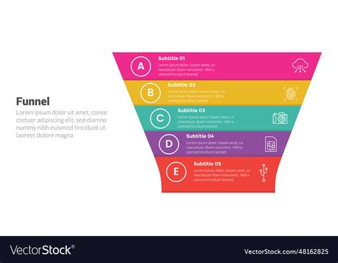 Funnel shape infographics template diagram Vector Image