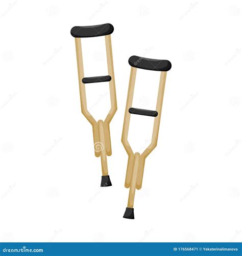 Cartoon Wooden Medical Crutches Stock Vector - Illustration of health, disease: 176568471