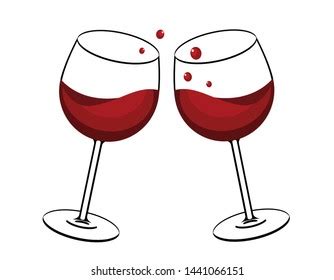 Red Wine Glasses Toast Vector Illustration Stock Vector (Royalty Free ...