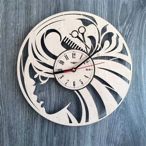 Laser Cut Hair Salon Wall Clock Beauty Salon Wall Art Decor Free Vector ...