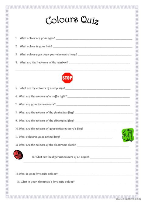 Colour Quiz: English ESL worksheets pdf & doc