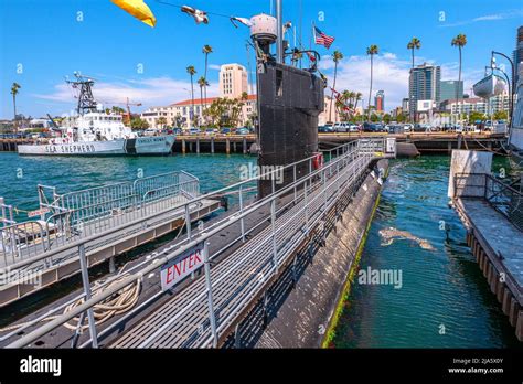 San Diego, Navy Pier, California, USA - August 1, 2018: USS Dolphin ...