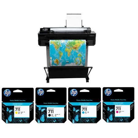 HP Designjet T520 24" ePrinter With Black/Cyan/Magenta/Yellow Ink Cartridges CQ890BB1K I