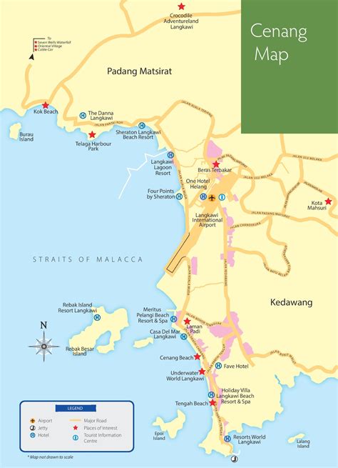 Pantai Cenang tourist map - Langkawi Island - Ontheworldmap.com