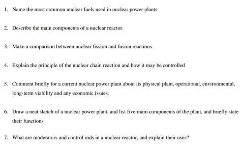 Solved 1. Name the most common nuclear fuels used in nuclear | Chegg.com