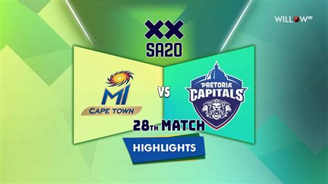 Highlights: 28th Match, MI Cape Town vs Pretoria Capitals | 28th Match - MICT vs PRC - YouTube