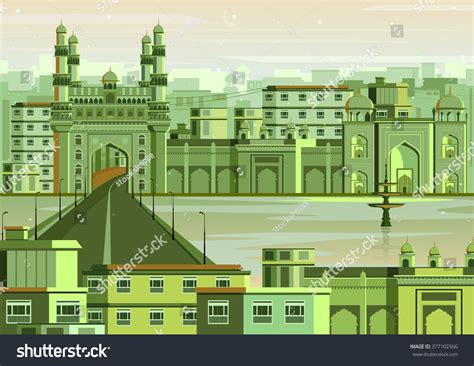 vector illustration of Charminar in Hyderabad - Royalty Free Stock Vector 377102566 - Avopix.com