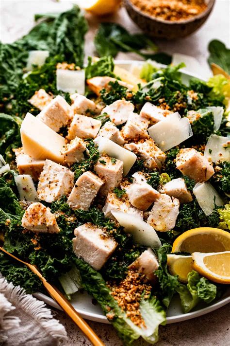 Lemon Kale Caesar Salad with Chicken | Diethood