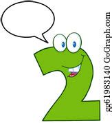 760 Number Two Funny Cartoon Character Clip Art | Royalty Free - GoGraph