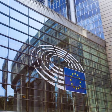 Logo of the European Parliament at the Facade of European Parliament ...