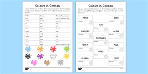 German Colours Worksheet - Resources - German (Teacher-Made)