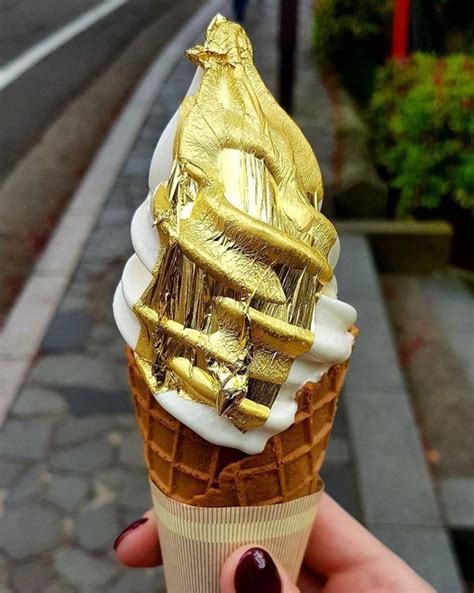 Ice cream decorated with 24 k edible gold leaf | Soft serve ice cream ...