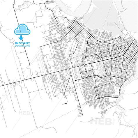 Vector PDF map of Pucallpa, Peru - HEBSTREITS Sketches