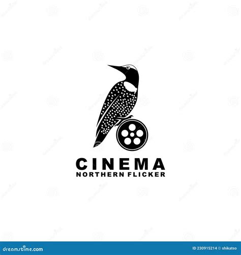 Northern Flicker Cinema Bird Film Reel Logo Design Stock Vector ...