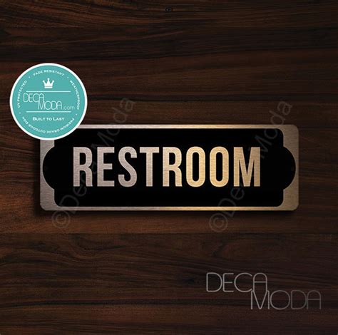 RESTROOM DOOR SIGN, Brushed Copper Restroom Sign, Copper Black Bathroom ...